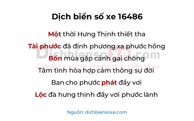 Dịch thơ biển số 16486