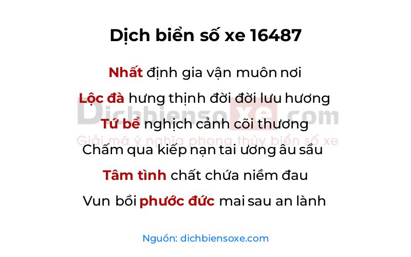 Dịch thơ biển số 16487