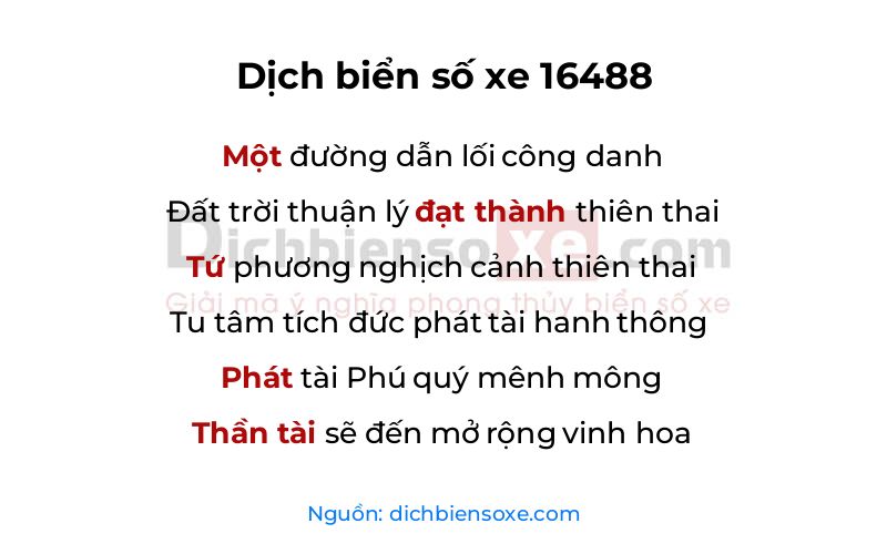 Dịch thơ biển số 16488