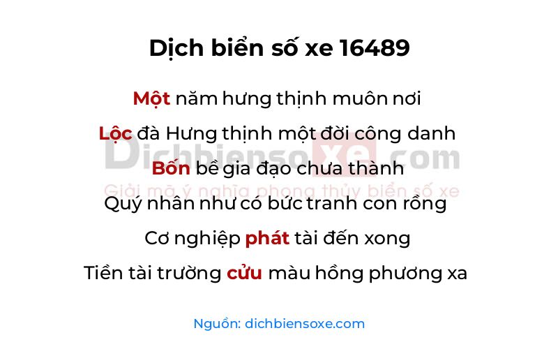 Dịch thơ biển số 16489