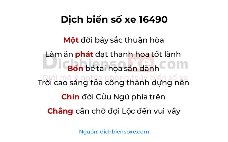 Dịch thơ biển số 16490