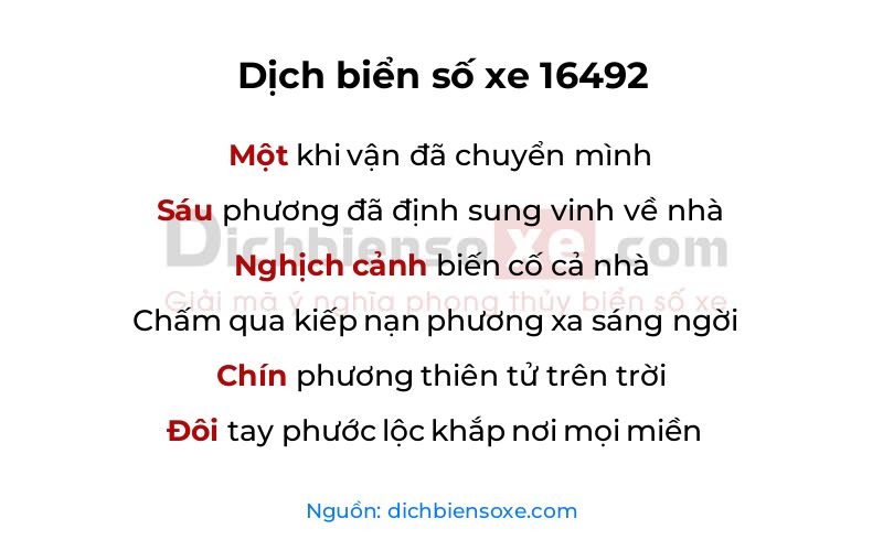 Dịch thơ biển số 16492