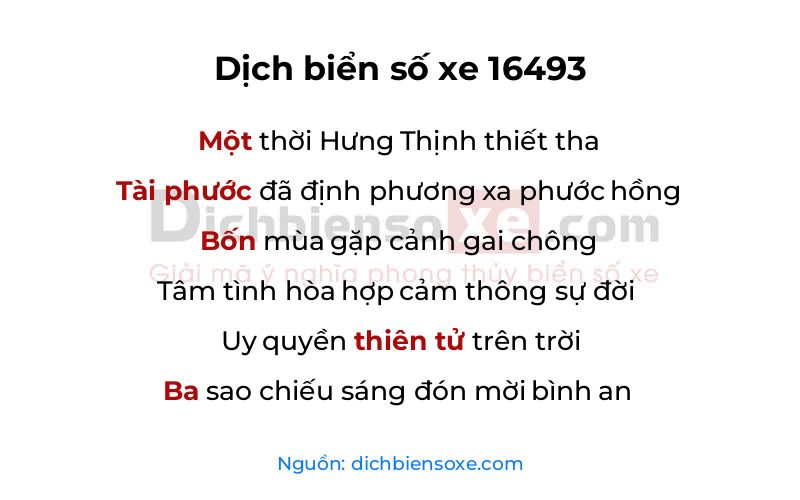 Dịch thơ biển số 16493