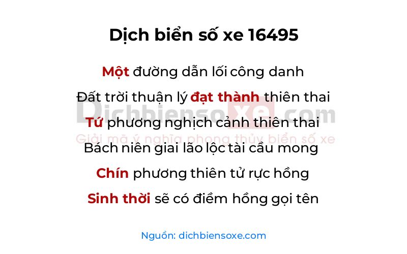 Dịch thơ biển số 16495