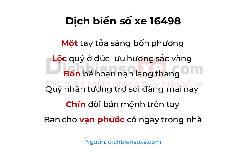 Dịch thơ biển số 16498