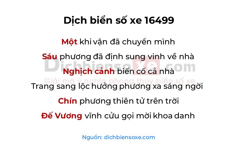 Dịch thơ biển số 16499