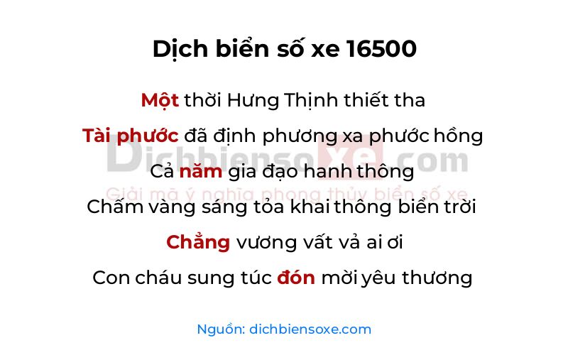 Dịch thơ biển số 16500