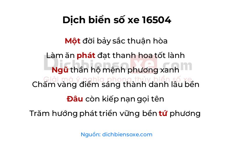 Dịch thơ biển số 16504