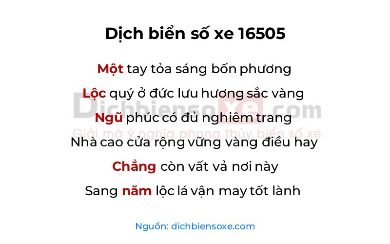 Dịch thơ biển số 16505