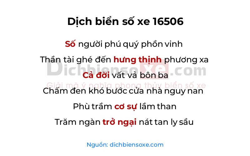 Dịch thơ biển số 16506