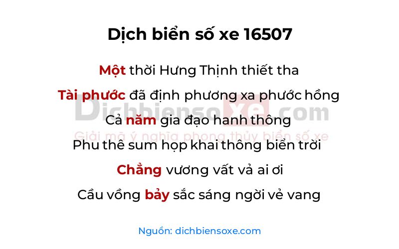Dịch thơ biển số 16507