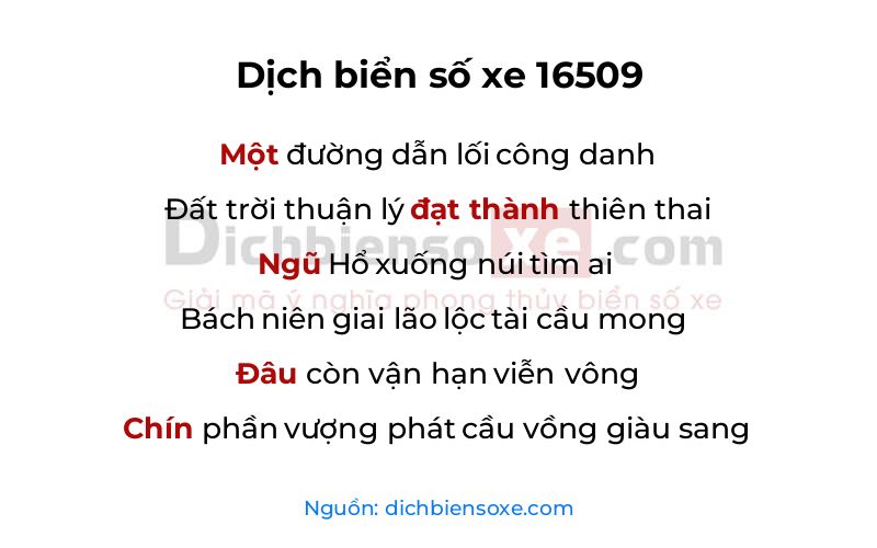 Dịch thơ biển số 16509