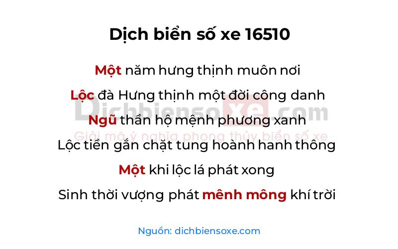 Dịch thơ biển số 16510