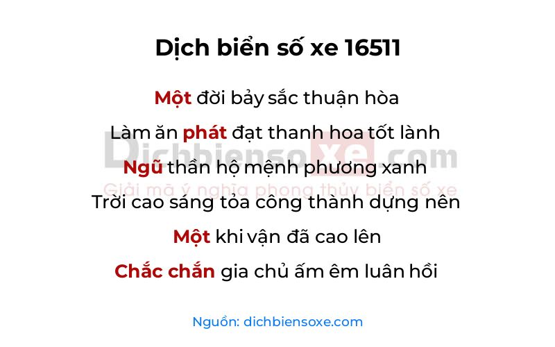 Dịch thơ biển số 16511