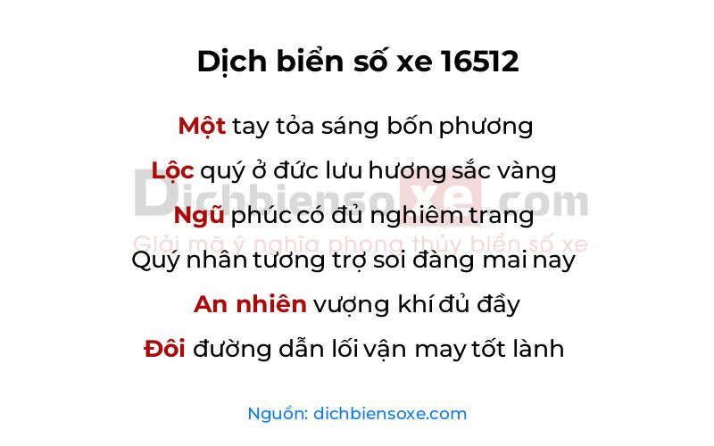 Dịch thơ biển số 16512