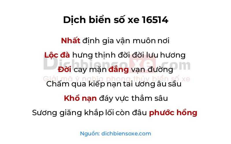Dịch thơ biển số 16514