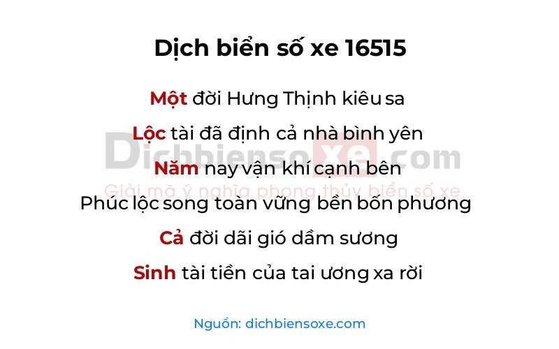 Dịch thơ biển số 16515