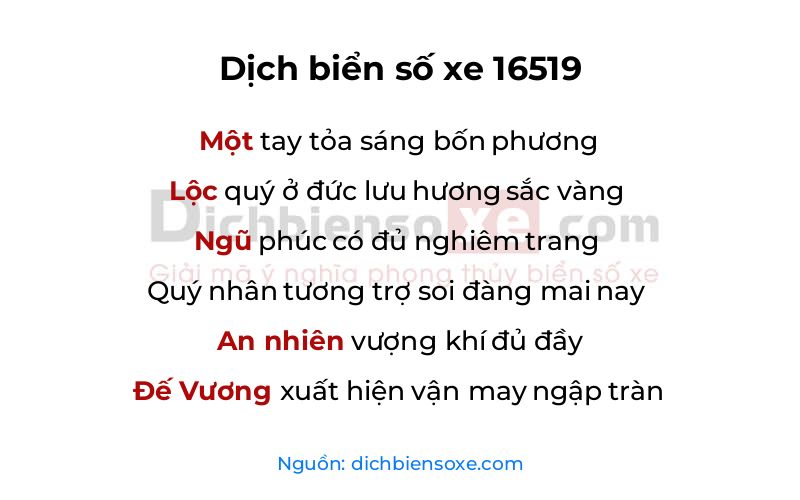 Dịch thơ biển số 16519