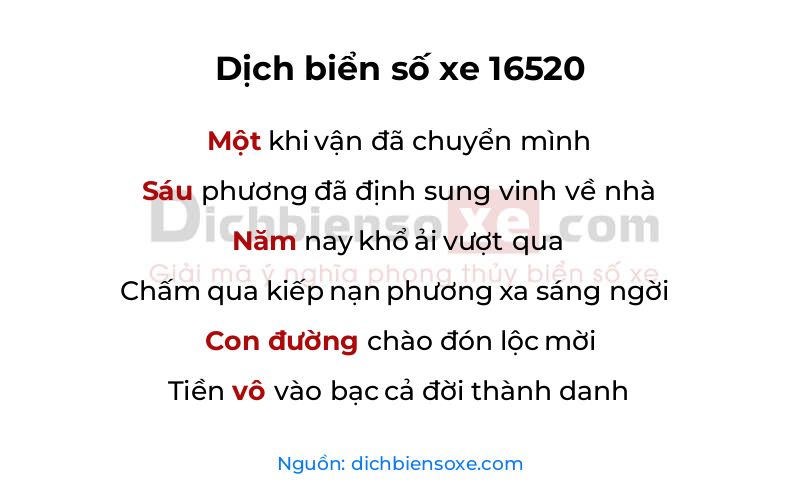 Dịch thơ biển số 16520