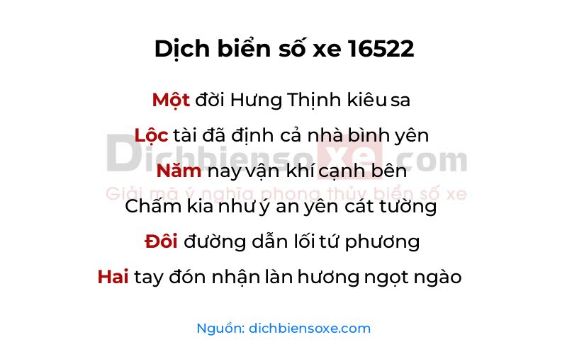 Dịch thơ biển số 16522