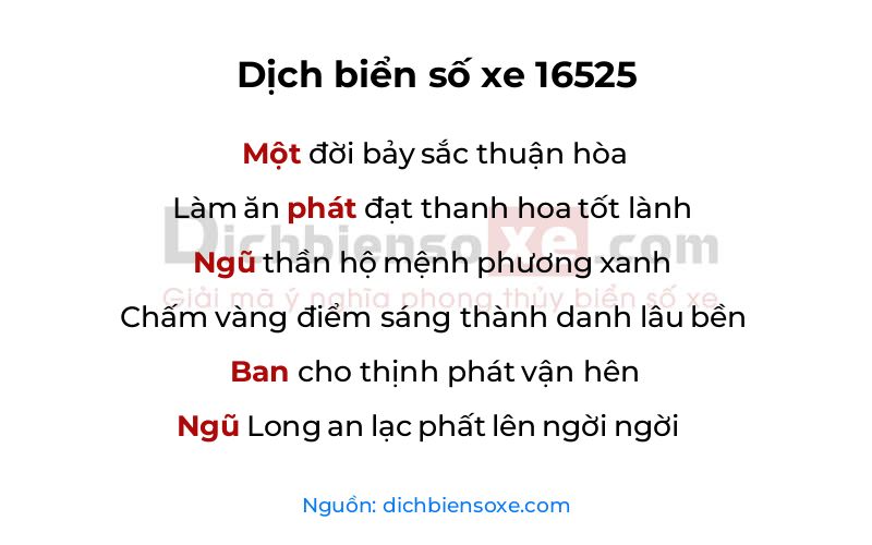 Dịch thơ biển số 16525