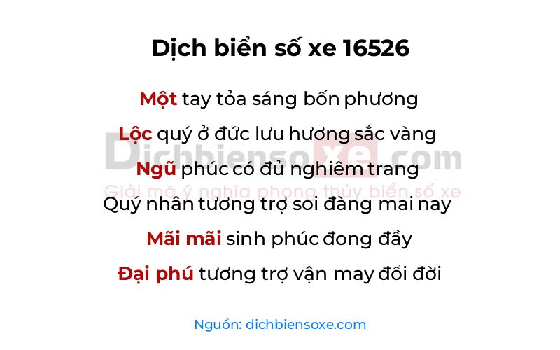 Dịch thơ biển số 16526
