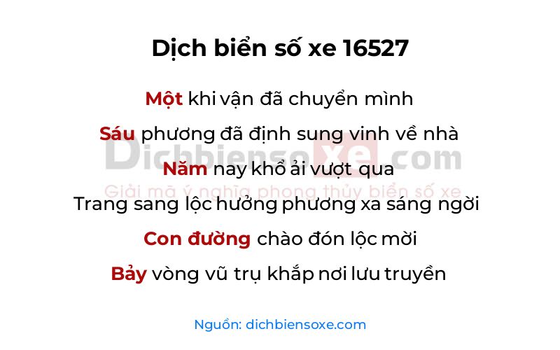 Dịch thơ biển số 16527