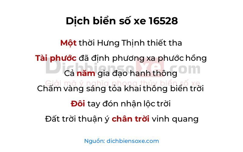 Dịch thơ biển số 16528