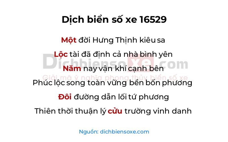 Dịch thơ biển số 16529