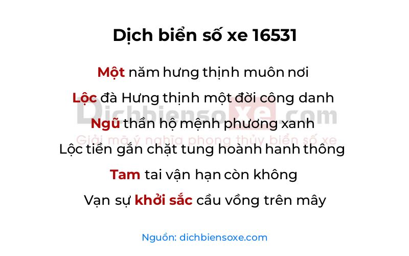 Dịch thơ biển số 16531