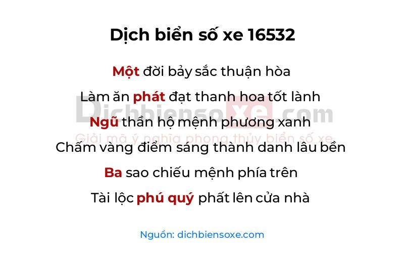 Dịch thơ biển số 16532