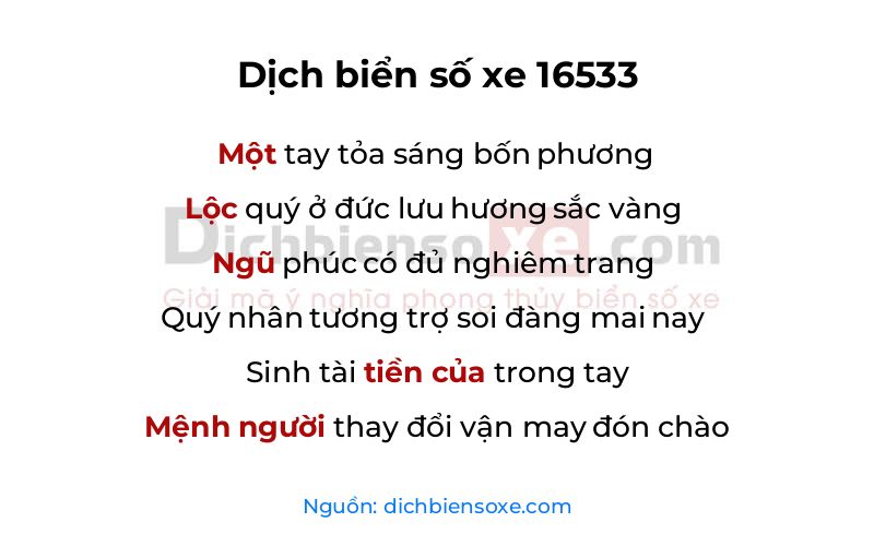 Dịch thơ biển số 16533