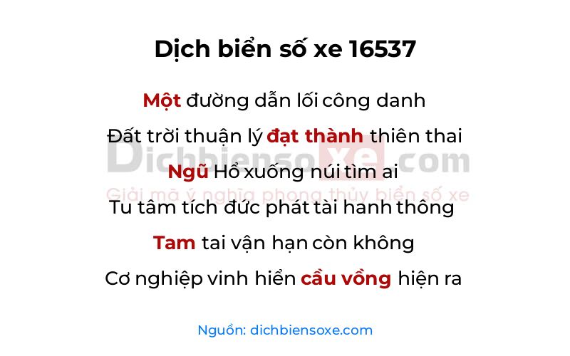Dịch thơ biển số 16537