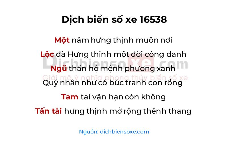Dịch thơ biển số 16538