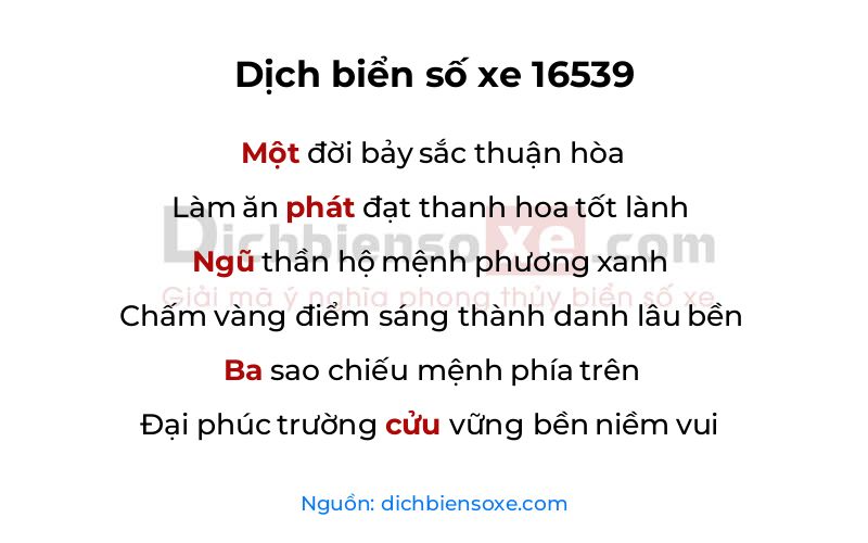 Dịch thơ biển số 16539