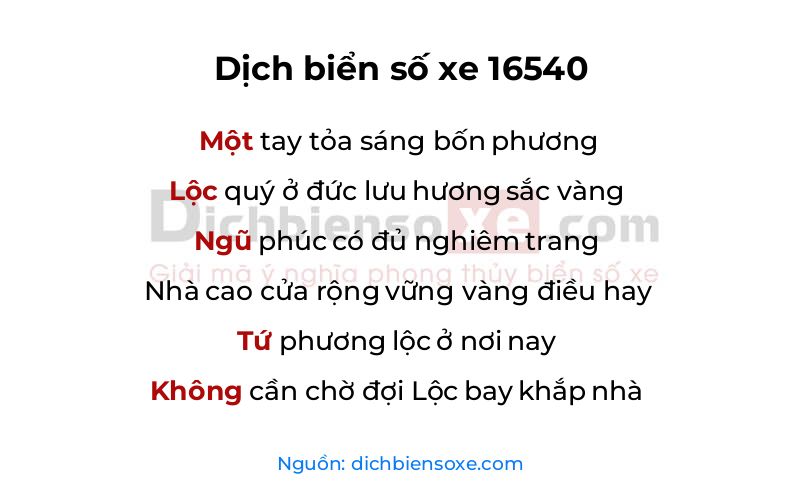 Dịch thơ biển số 16540
