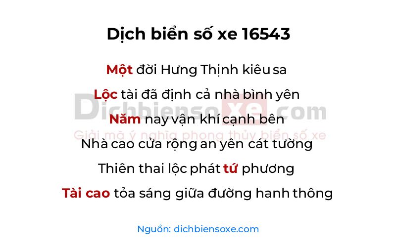 Dịch thơ biển số 16543