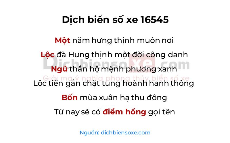 Dịch thơ biển số 16545