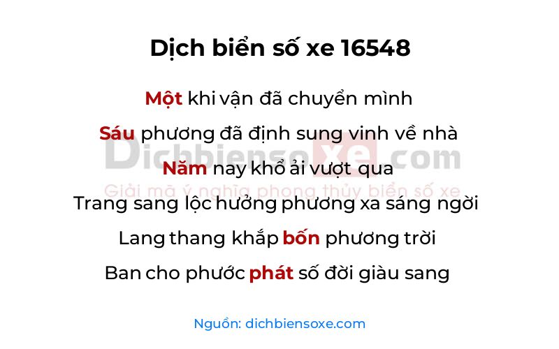 Dịch thơ biển số 16548