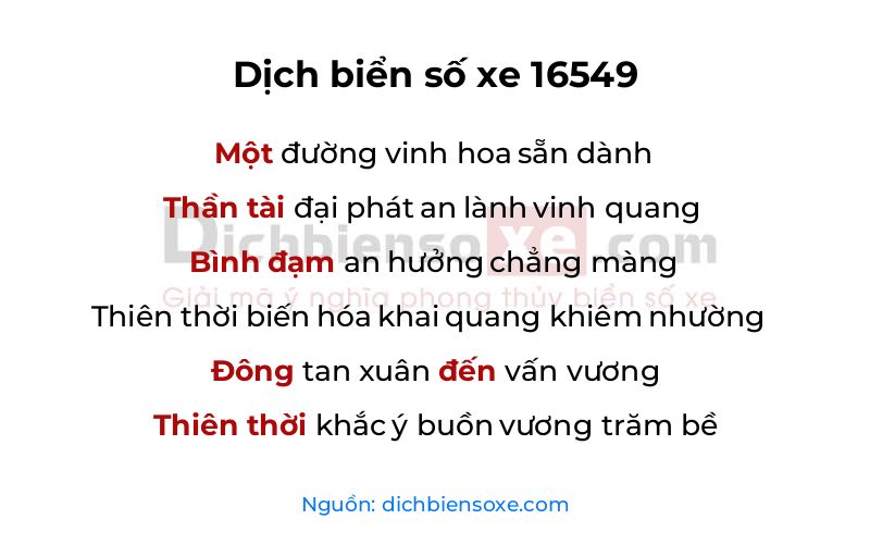 Dịch thơ biển số 16549