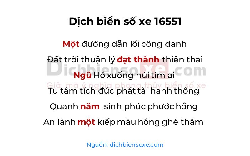 Dịch thơ biển số 16551