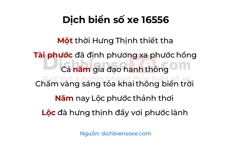 Dịch thơ biển số 16556