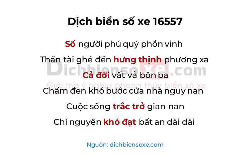 Dịch thơ biển số 16557