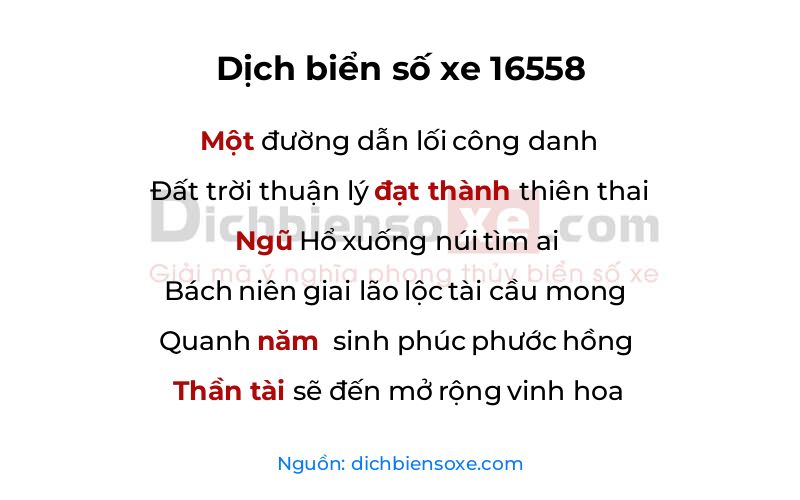 Dịch thơ biển số 16558