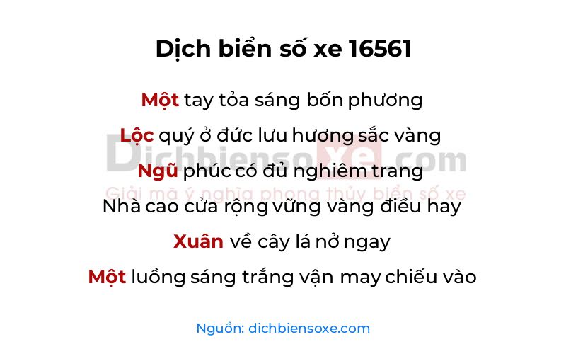 Dịch thơ biển số 16561