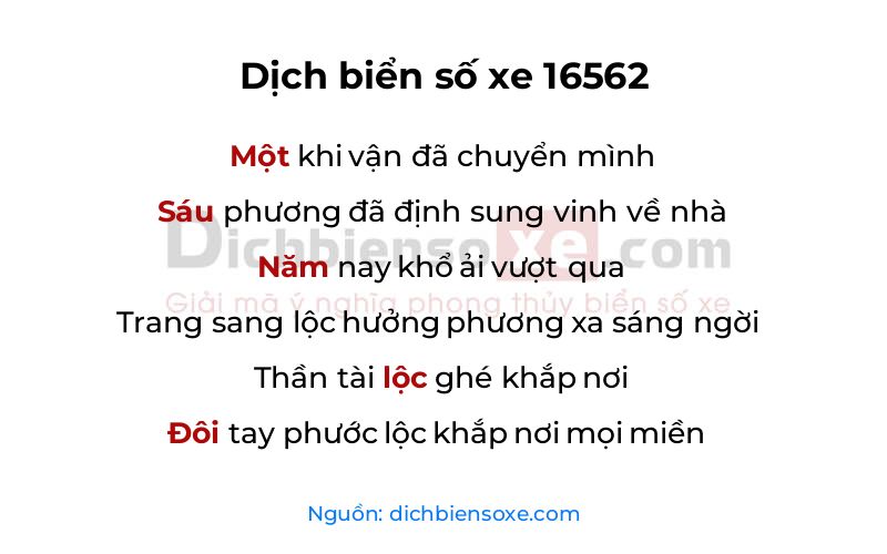 Dịch thơ biển số 16562