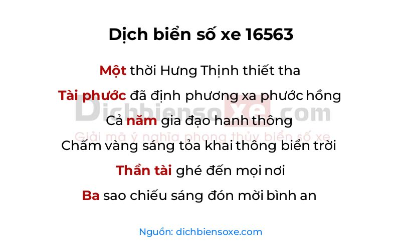 Dịch thơ biển số 16563