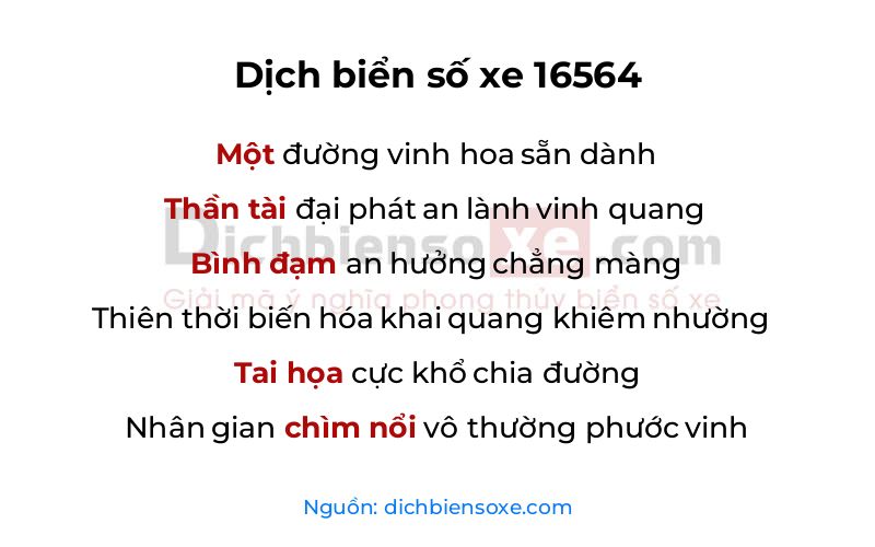 Dịch thơ biển số 16564