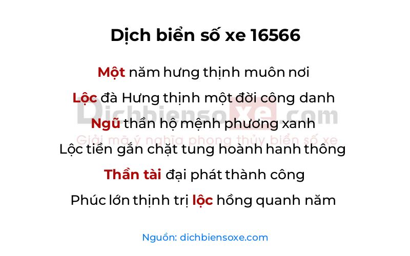 Dịch thơ biển số 16566