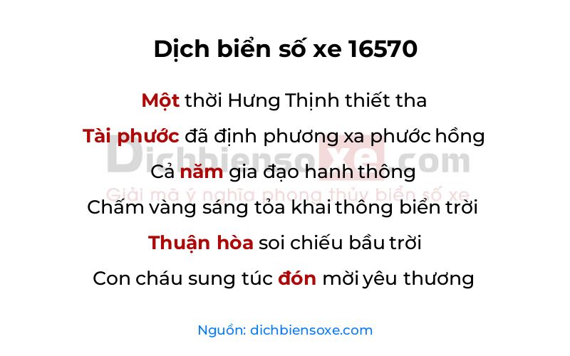 Dịch thơ biển số 16570